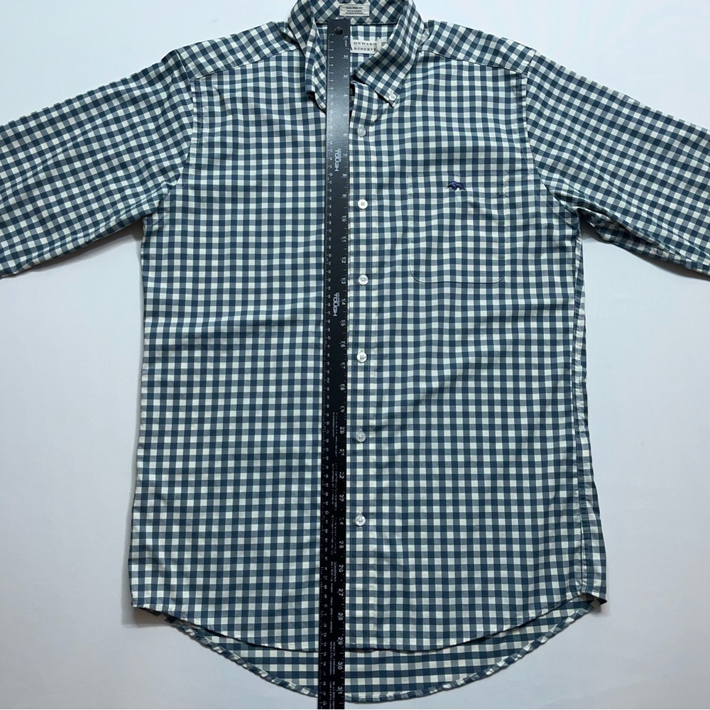 Onward Reserve Performance Button Down Shirt Mens Size Medium Blue Ivory Checked - Picture 14 of 16